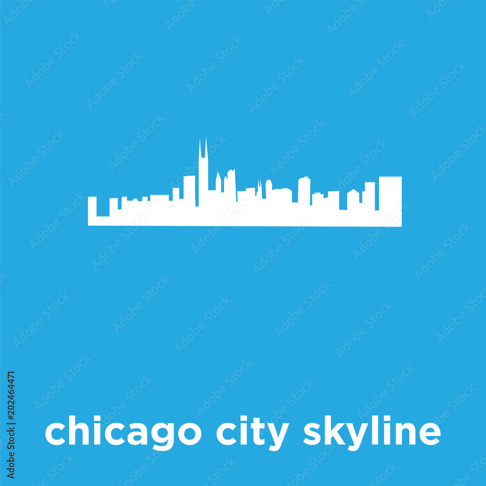 chicago city skyline icon isolated on blue background
