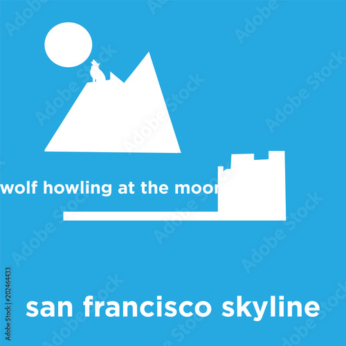 san francisco skyline icon isolated on blue background