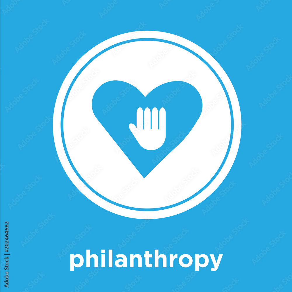 philanthropy icon isolated on blue background philanthropy icon isolated on blue background