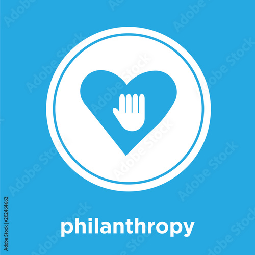 philanthropy icon isolated on blue background