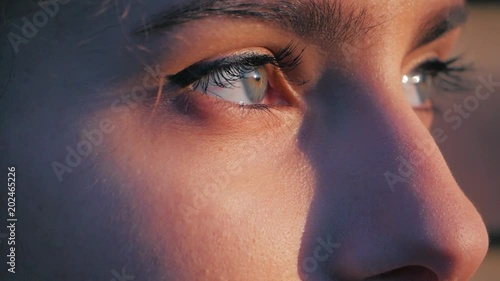 Closeup of eyes thinking woman