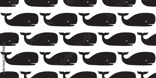 whale dolphin Seamless Pattern vector shark fin tail isolated repeat background wallpaper illustration