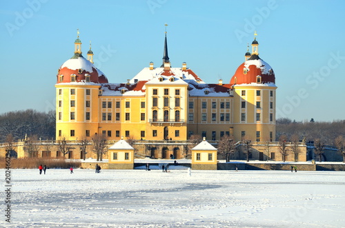 Schloss Moritzburg mit gefrorenem Teich