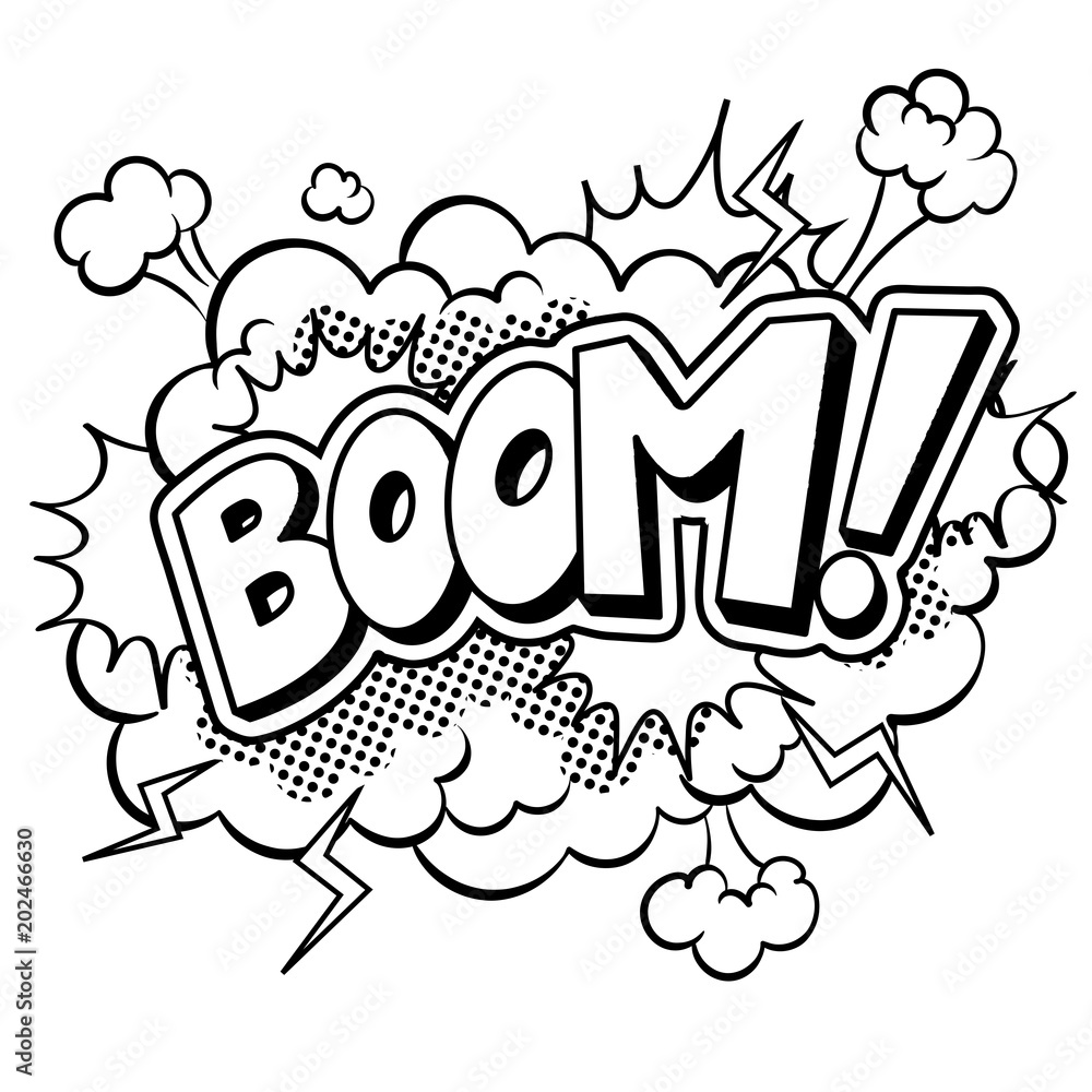 Boom word comic book coloring vector illustration