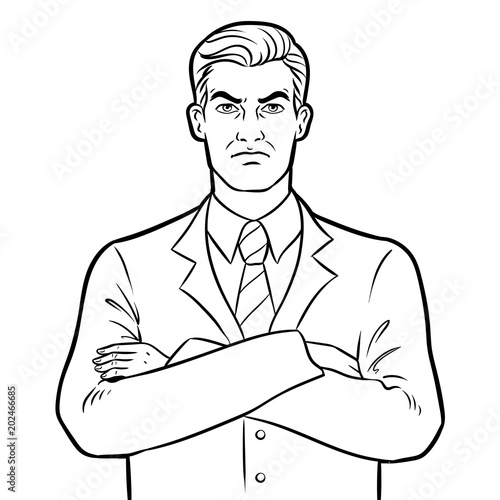 Angry serious boss businessman coloring vector