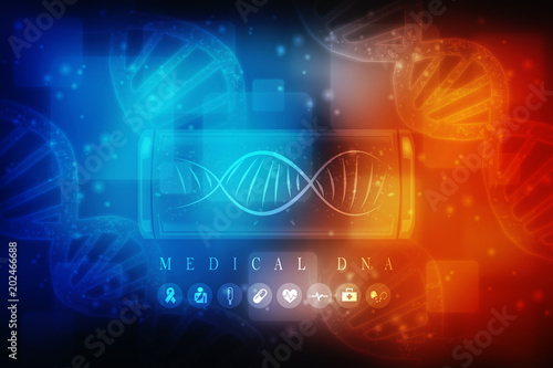 2d render of dna structure, abstract background 