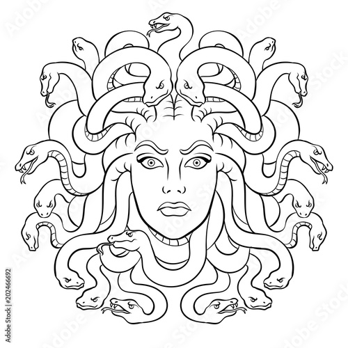Medusa greek myth creature coloring vector
