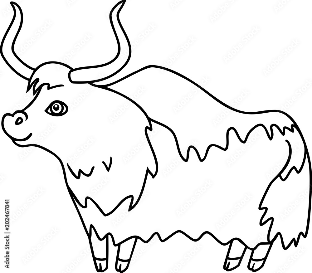 Wild cartoon yak coloring page Wild cartoon yak coloring page
