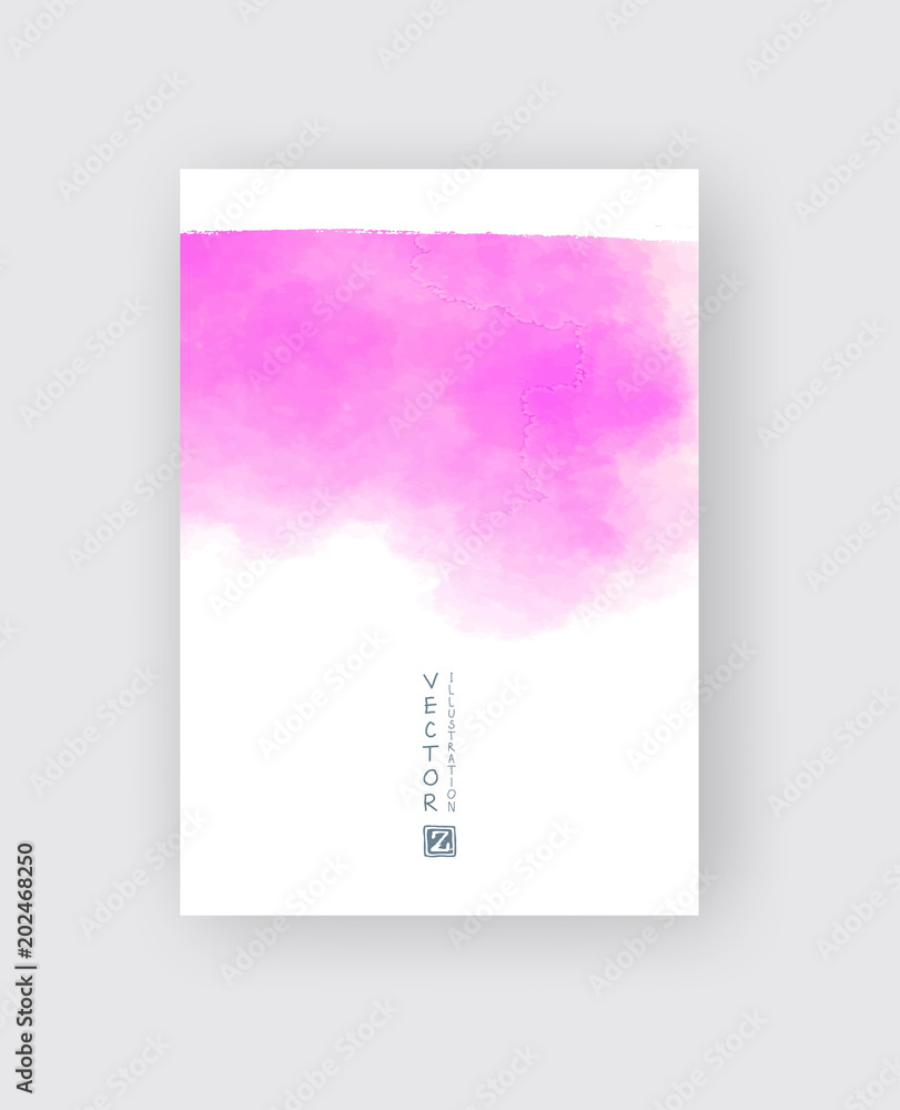 Fototapeta premium Card with vector hand drawn watercolor background.