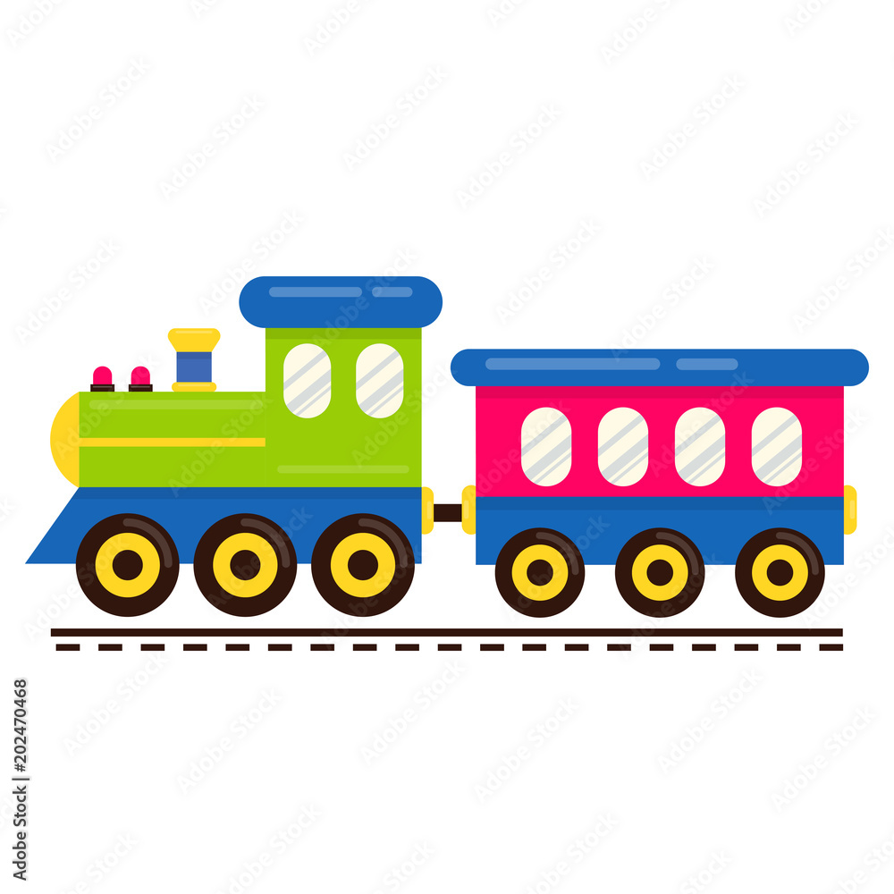 cartoon cute train vector with railway carriage on rails cartoon cute train vector with railway carriage on rails