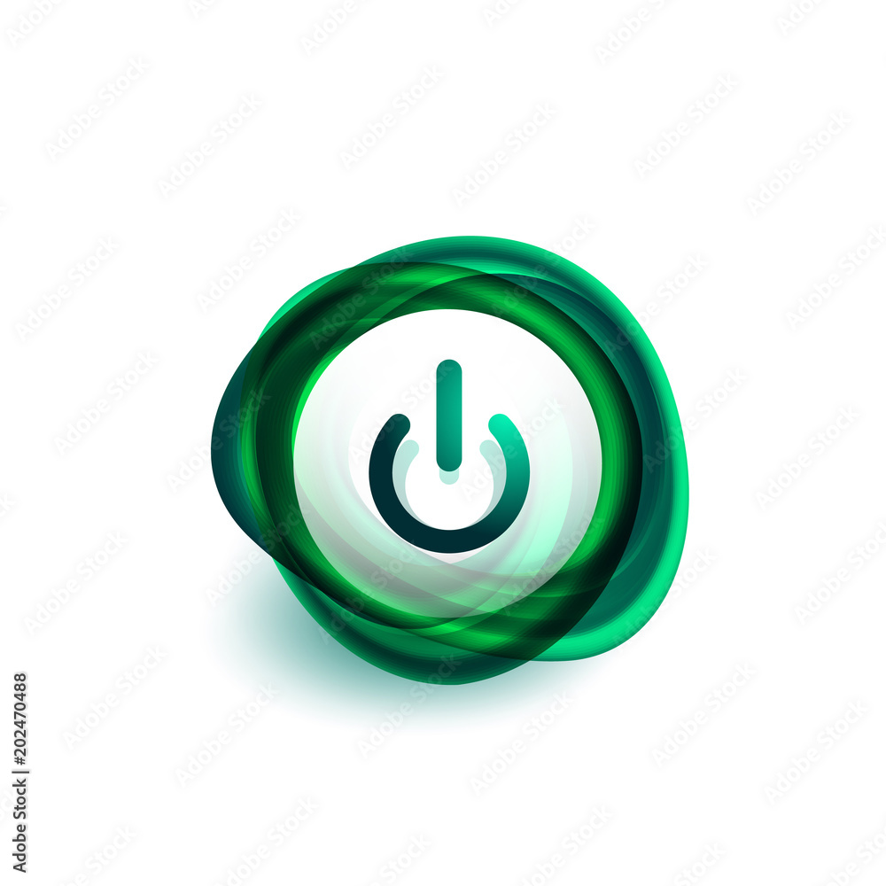 Glass transparent effect power start button, on off icon, vector UI or app symbol design Glass transparent effect power start button, on off icon, vector UI or app symbol design