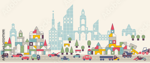 seamless pattern city toy cars