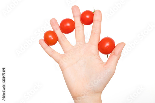 Woman hand with tomatoes between her fingers © nakedking