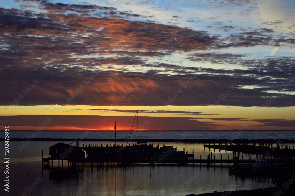 Sunrise of Harrisville Harbor in northeast Michigan