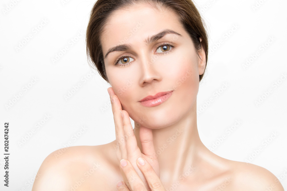 Beautiful face of young woman with perfect health fresh skin Beautiful face of young woman with perfect health fresh skin