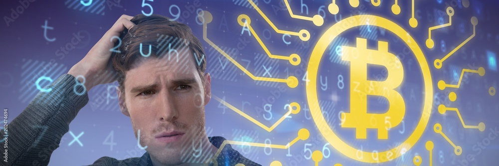 Obraz premium Composite image of businessman thinking