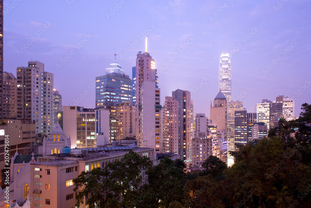 Fototapeta premium Skyline of Chung Wan (Central District), Hong Kong Island, Hong Kong, China, Asia