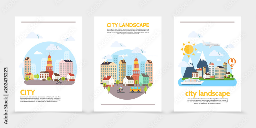 Flat City Landscape Vertical Banners