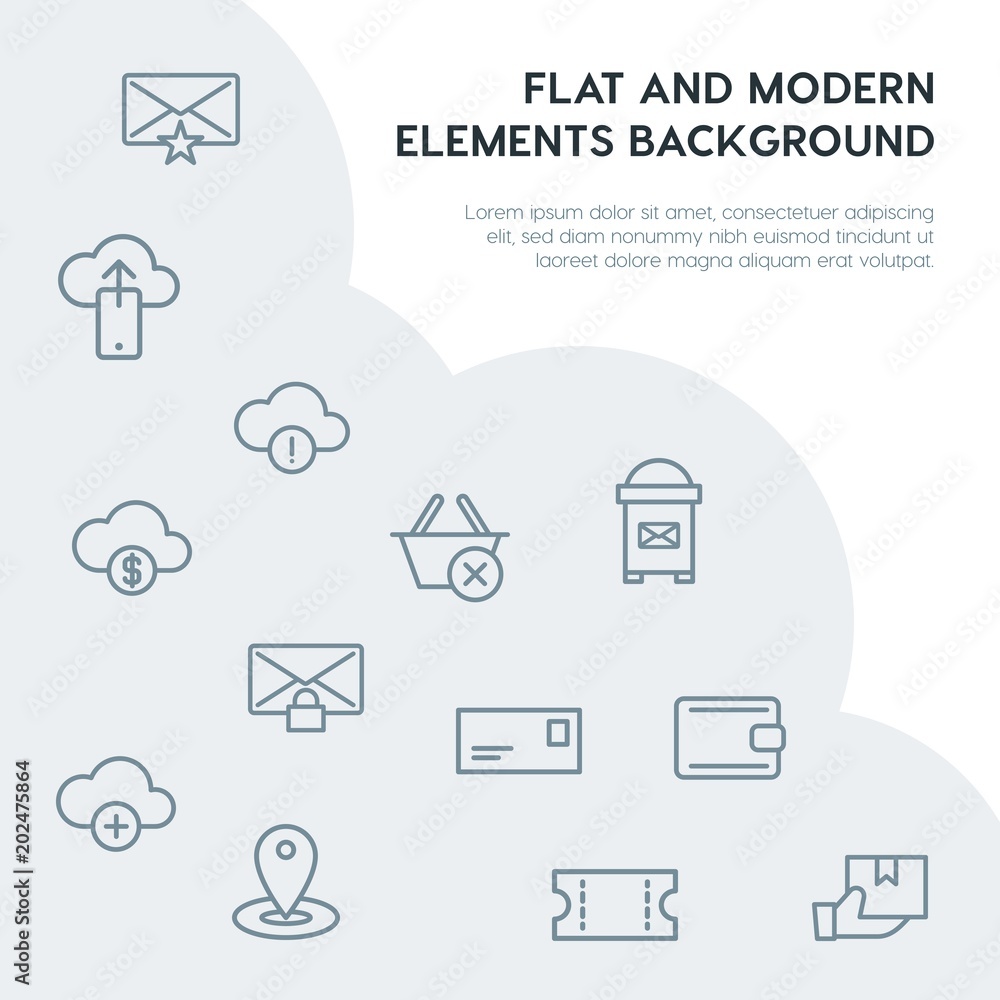 cloud and networking, email, shopping outline vector icons and elements background concept on grey background.Multipurpose use on websites, presentations, brochures and more cloud and networking, email, shopping outline vector icons and elements background concept on grey background.Multipurpose use on websites, presentations, brochures and more