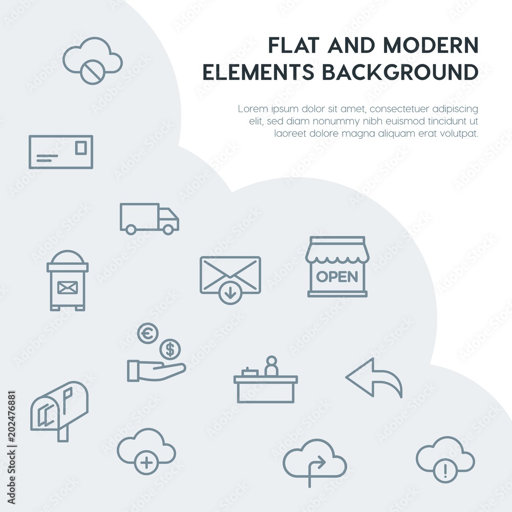cloud and networking, email, shopping outline vector icons and elements background concept on grey background.Multipurpose use on websites, presentations, brochures and more cloud and networking, email, shopping outline vector icons and elements background concept on grey background.Multipurpose use on websites, presentations, brochures and more