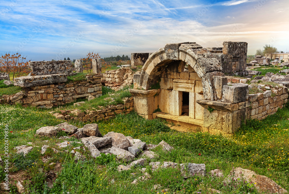 Ruins of ancient city, Hierapolis near Pamukkale, Turkey