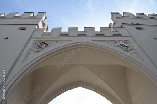 The arch in the middle of Karlstor at Karlsplatz in Munich in Germany during a sunny day photo