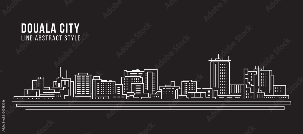 Cityscape Building Line art Vector Illustration design - Douala city