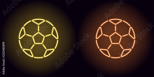 Neon football ball in yellow and orange color