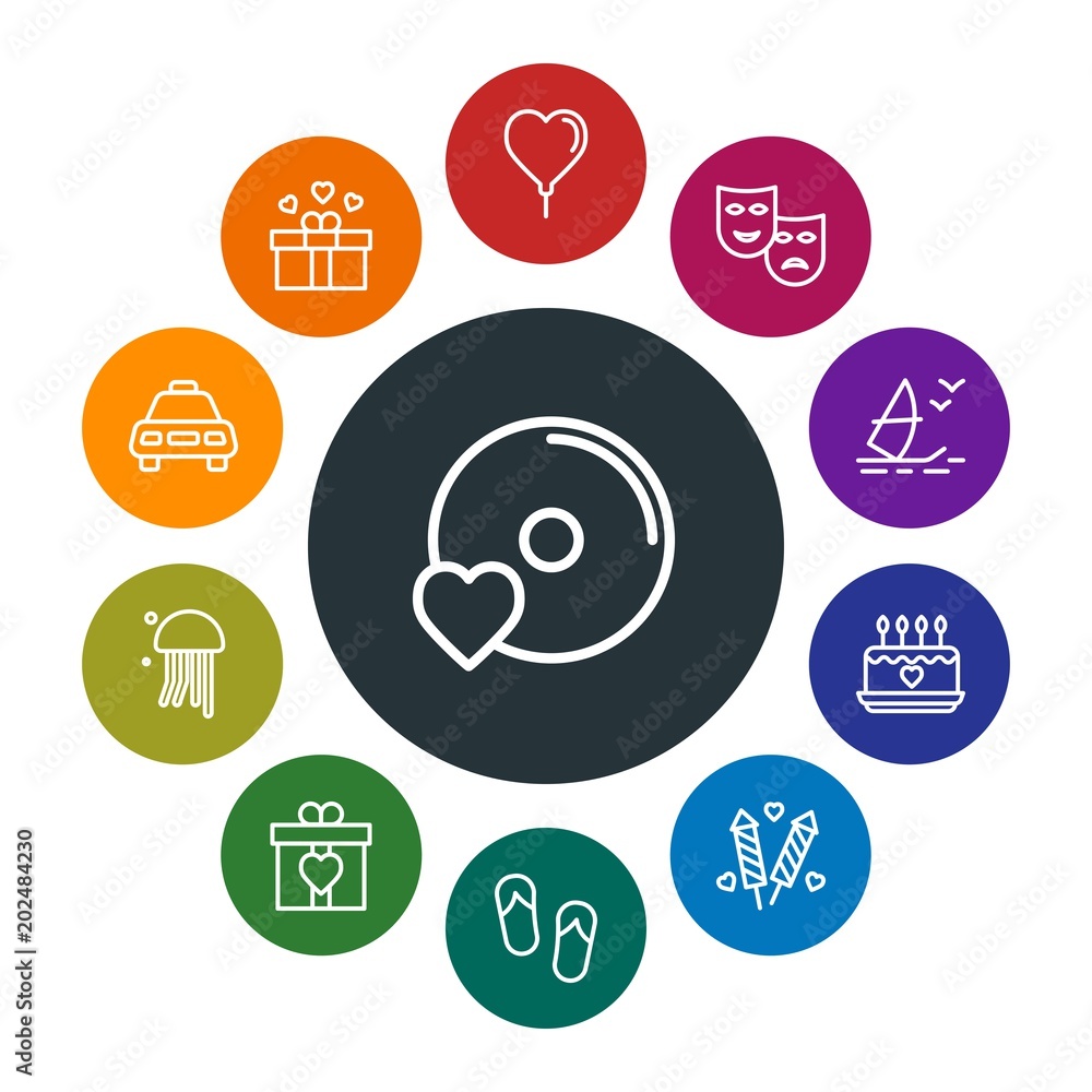 Φωτογραφία travel, valentine Infographic Colorful outline Icons Set