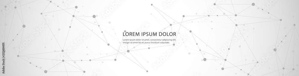 Obraz premium Vector banner design, network connection with lines and dots