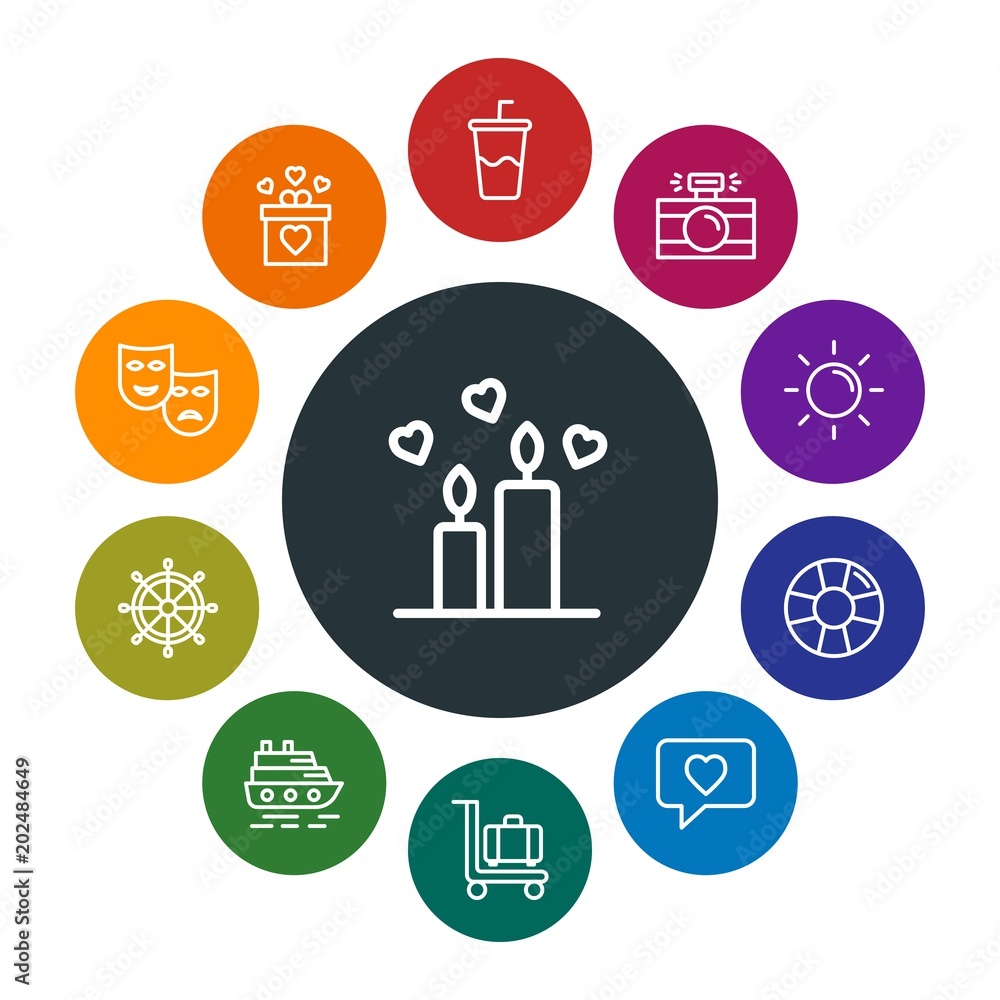 Φωτογραφία travel, valentine Infographic Colorful outline Icons Set