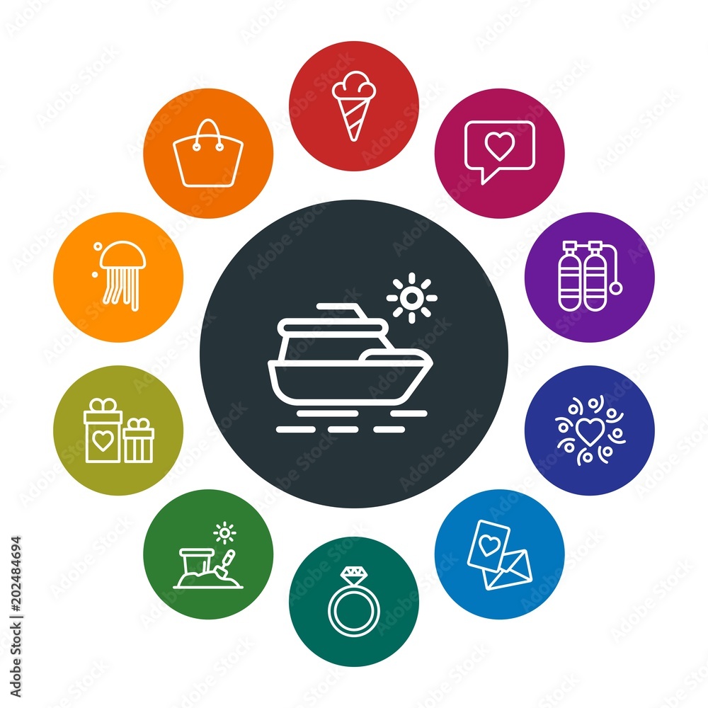 Φωτογραφία travel, valentine Infographic Colorful outline Icons Set