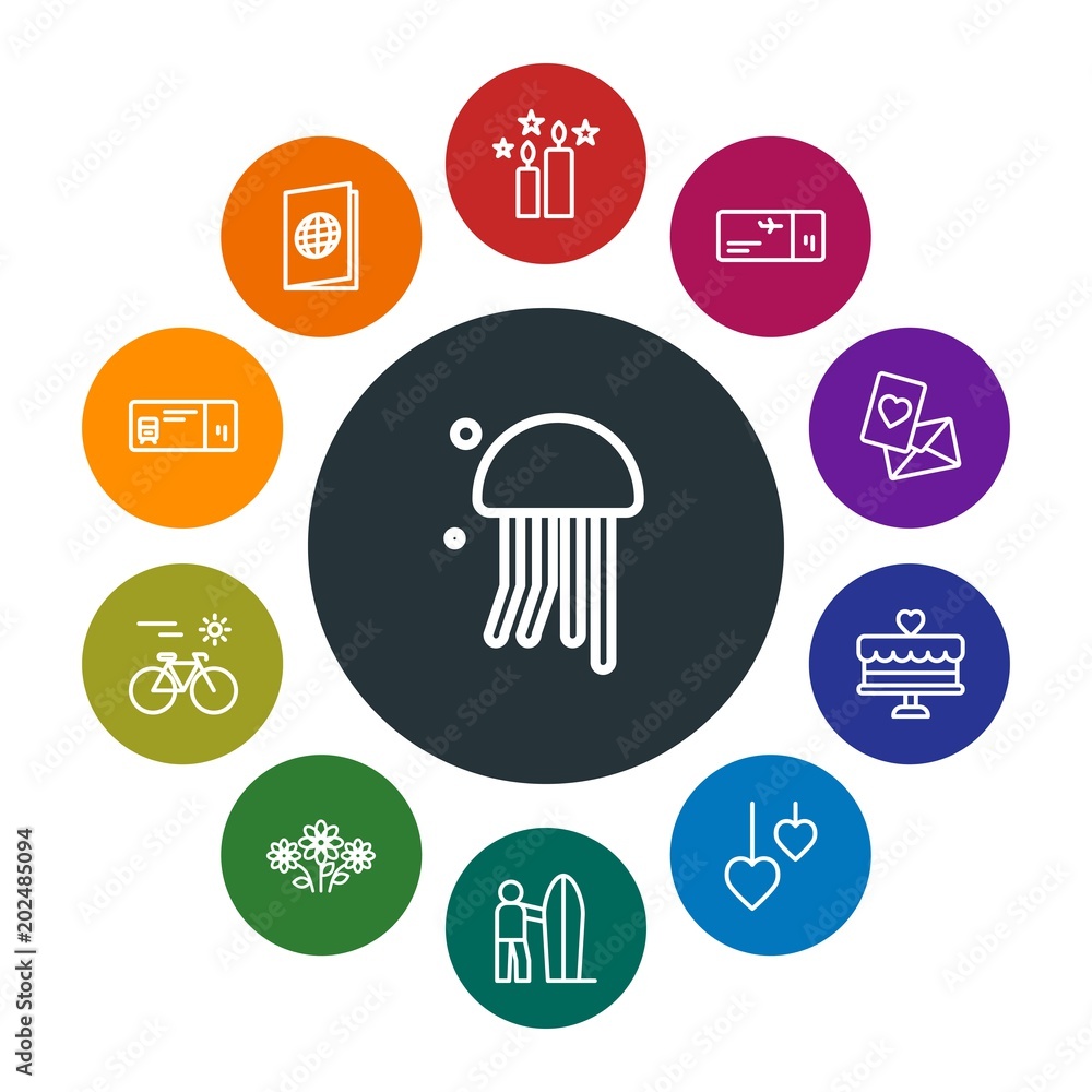 Φωτογραφία travel, valentine Infographic Colorful outline Icons Set