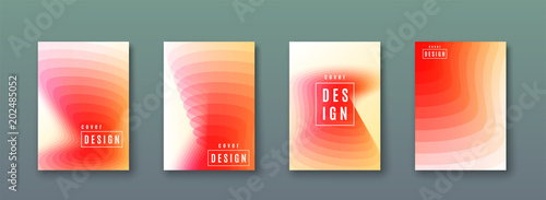 Abstract gradient wave background with geometric orange, yellow, red color shapes