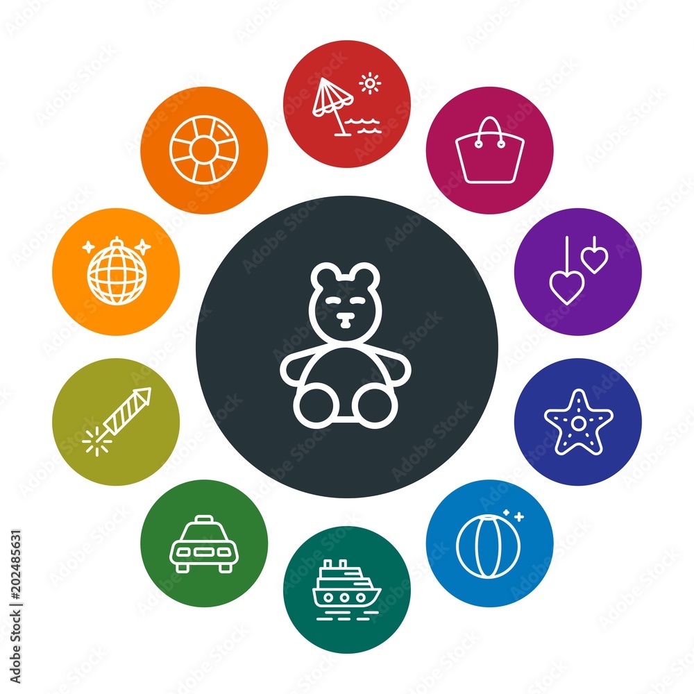 Εκτύπωση καμβά travel, valentine Infographic Colorful outline Icons Set