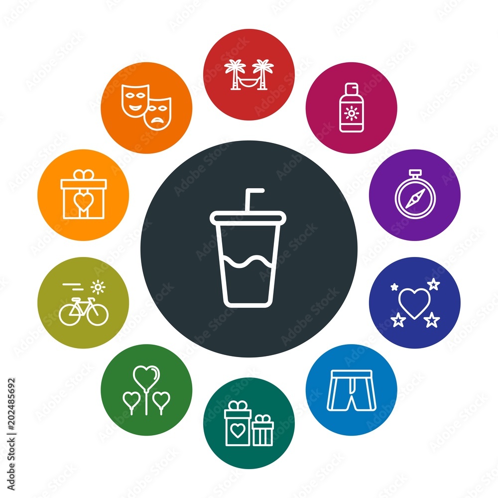 Φωτογραφία travel, valentine Infographic Colorful outline Icons Set
