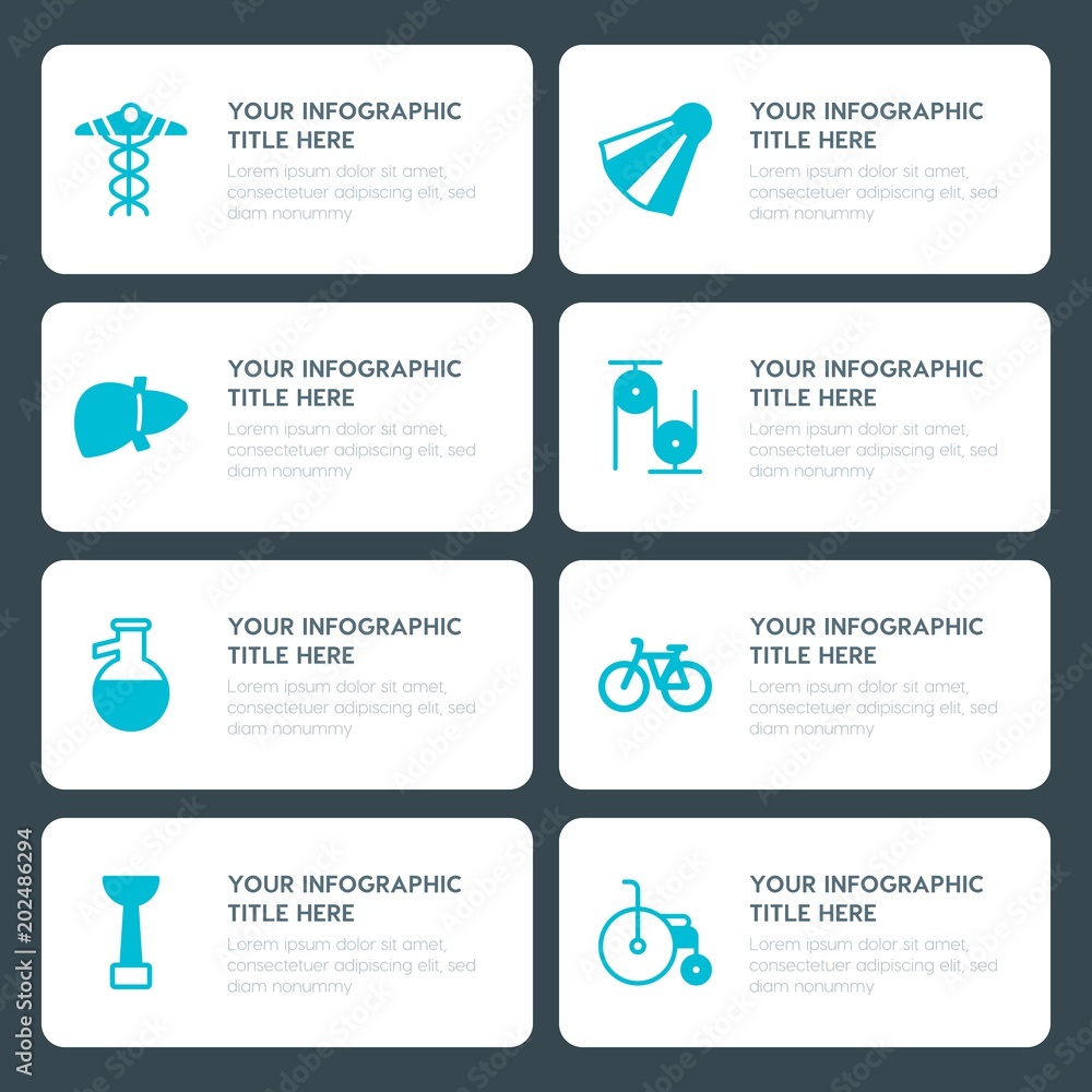 Φωτογραφία Flat health, science, sports, kids and toys infographic timeline template for pr