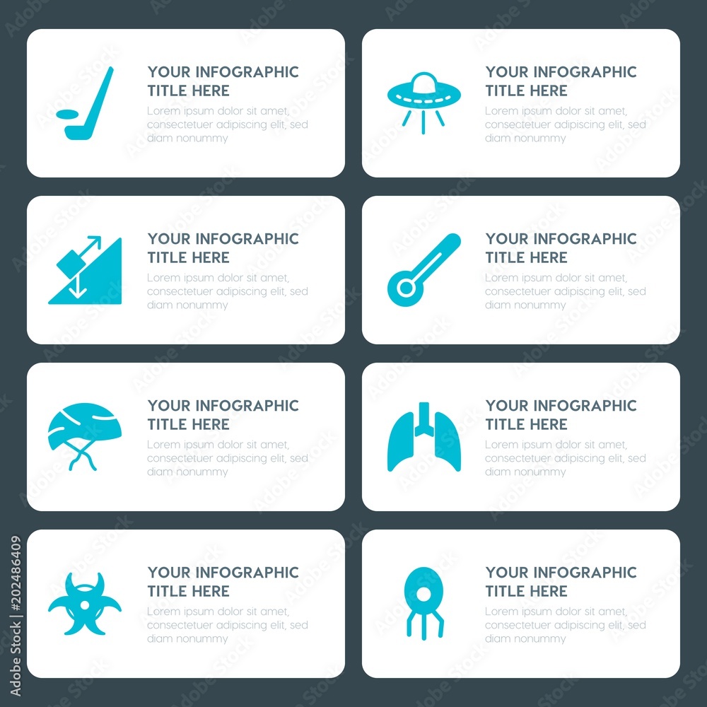 Naklejka premium Flat health, science, sports, kids and toys infographic timeline template for presentations, advertising, annual reports