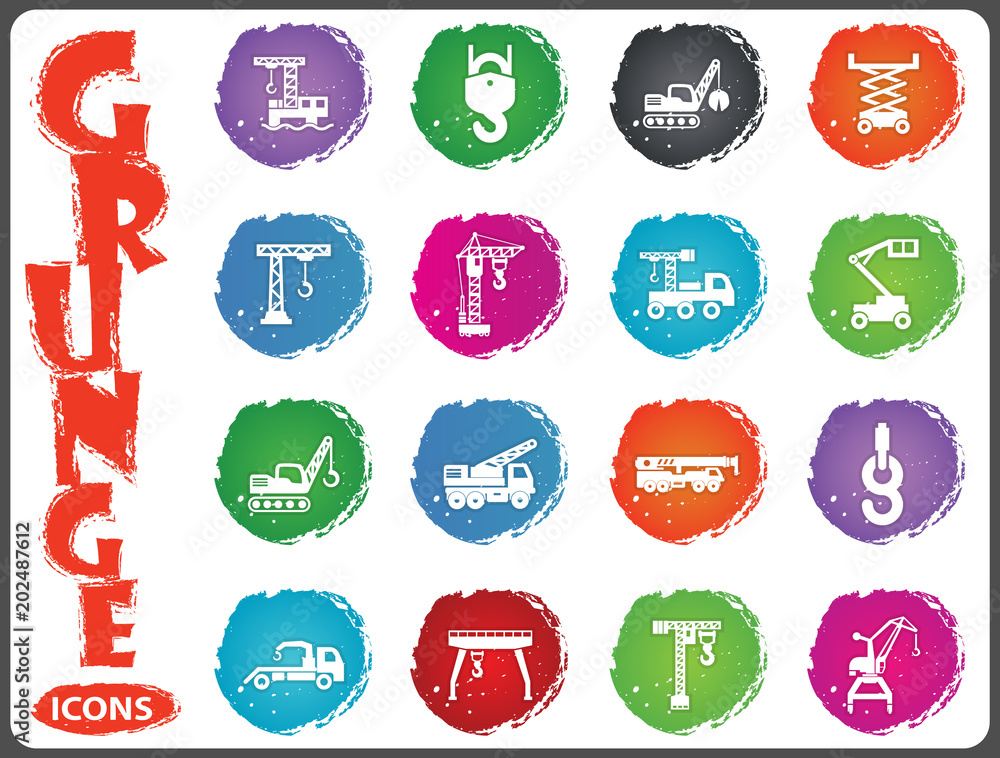Fotografie Crane and lifing machines icon set