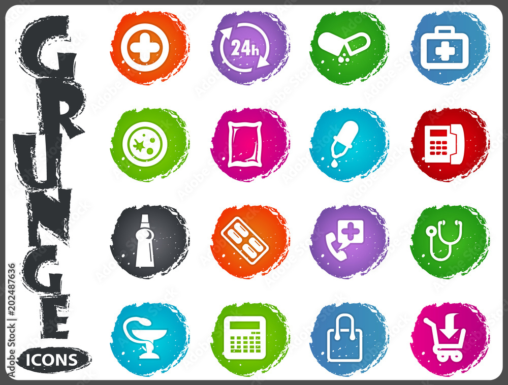 Drug store icons set Drug store icons set