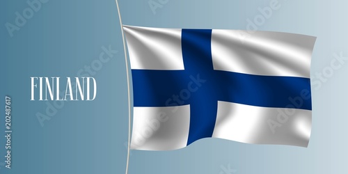 Finland waving flag vector illustration Fototapet