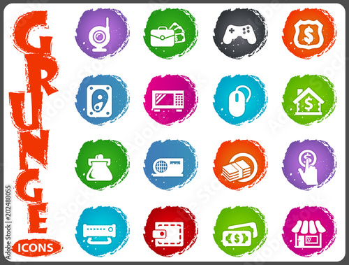 Pawn shop icons set