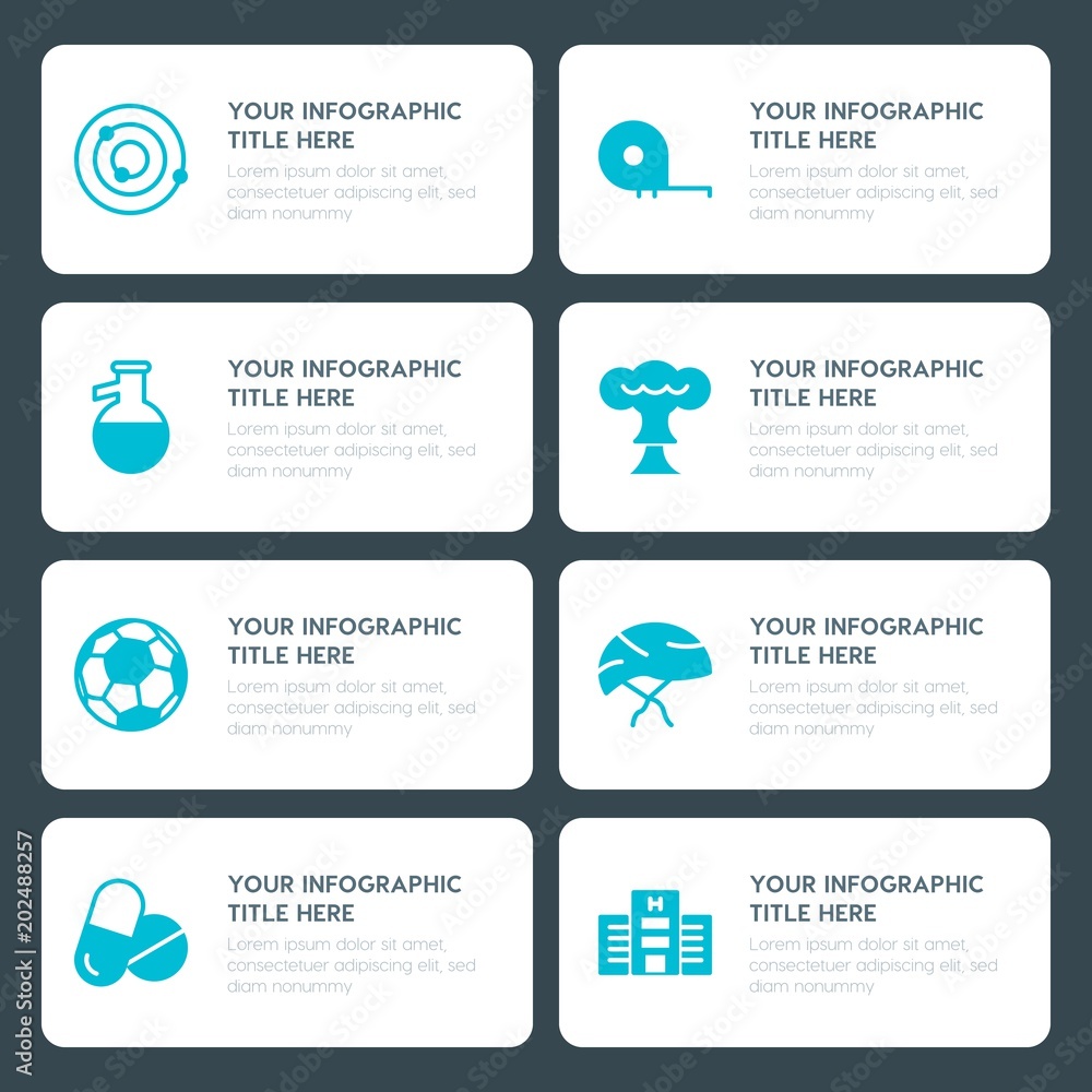 Flat health, science, sports, kids and toys infographic timeline template for presentations, advertising, annual reports Flat health, science, sports, kids and toys infographic timeline template for presentations, advertising, annual reports