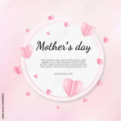 Happy Mother s Day greetings design with paper hearts background © Anastasiya 