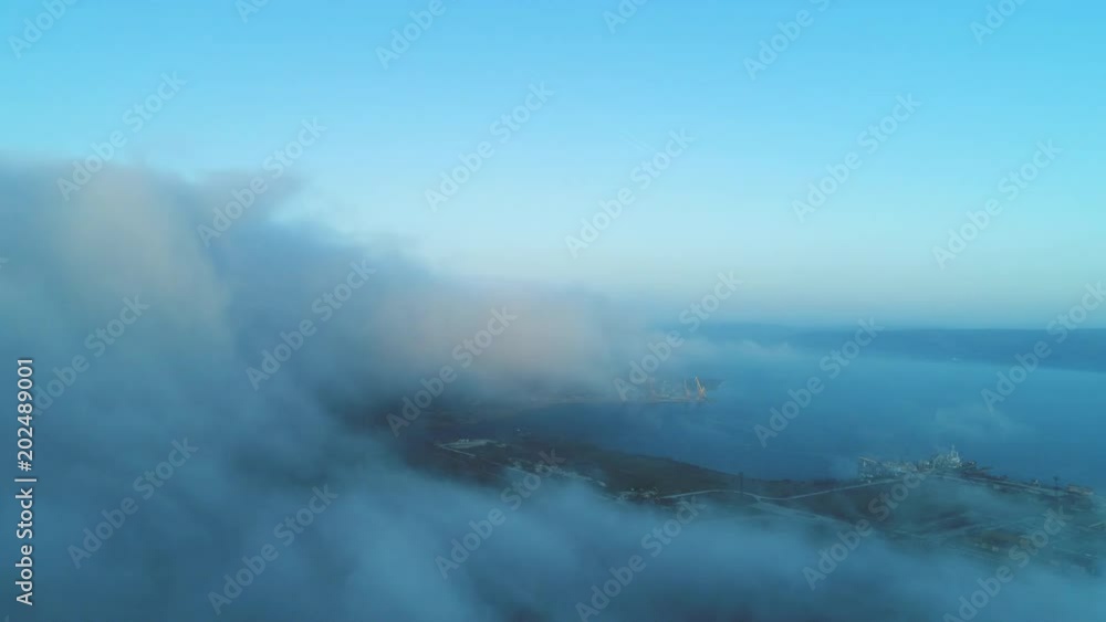 Aerial view of fog in spring Aerial view of fog in spring