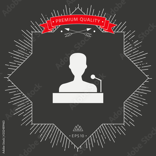 Speaker, orator speaking from tribune icon
