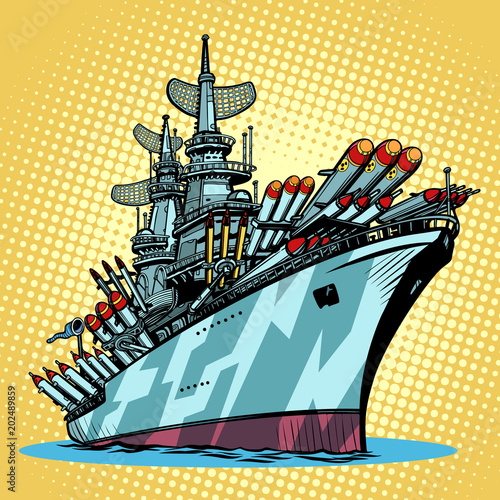 Wallpaper Mural battleship warship, missile cruiser