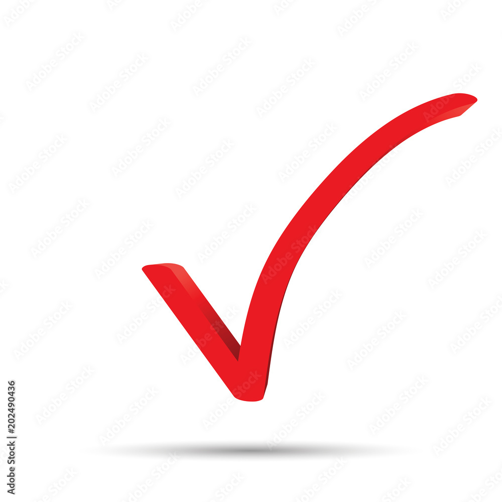 Red check mark on white background Red check mark on white background