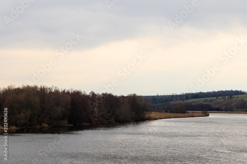 View on the river on cloudy day