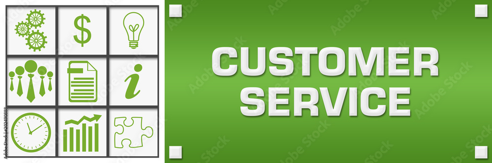 Customer Service Green Business Symbols Grid Left Customer Service Green Business Symbols Grid Left